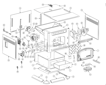 Page A Diagram and Parts List for 6039T  US Stove Company Furnace
